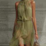 Sienna | Sage Floral Halter Dress