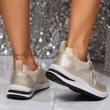 Ashlyn | Silver Side-Zip Sneakers