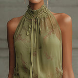 Sienna | Sage Floral Halter Dress