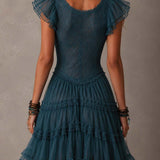 Brielle | Teal Ruffle V-Neck Dress