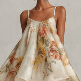 Dahlia | Cream Floral Layered Swing Dress
