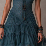 Brielle | Teal Ruffle V-Neck Dress