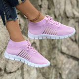 Emmeline | Pink Knit Lace-Up Sneakers