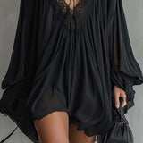 Maeve | Black Lace V-Neck Dress