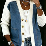Laura | Denim Cardigan in Patchwork Look
