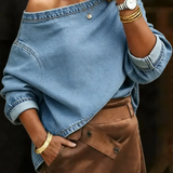 Amandine | Off-Shoulder Denim Shirt