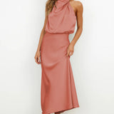 Violet | Magenta Halter Midi Dress