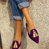 Portia | Purple Pointed Tassel Loafers