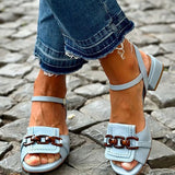 Azzurra | Blue Buckle Block-Heel Sandals