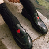 Sunny | Black Heart Penny Loafers