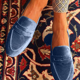 Noemi | Blue Velvet Penny Loafers