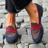 Sylvie | Navy Burgundy Strap Loafers