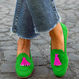 Haven | Green Pink-Tassel Loafers