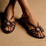 Ondine | Brown Floral Cut-Out Sandals