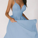 Elara | White Plunging V-Neck Maxi Dress