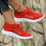 Emmeline | Pink Knit Lace-Up Sneakers