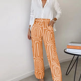 Lysa | White Top & Geometric Trouser Set