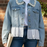 Anouk | Denim Jacket with Lace Collar