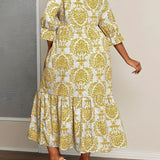 Molly | Cream Mosaic-Print Maxi Dress