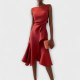 Darlene | Green Sculpted Midi Dress