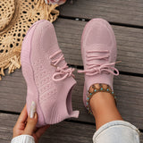 Blanche | White Knit Lace-Up Sneakers