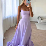 Elise | Pink Ruffle-Hem Strap Dress