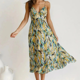 Eli | Orange Abstract Twist-Front Dress