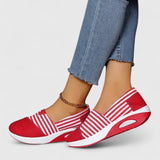 Julia | Navy Striped Slip-Ons