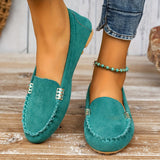 Kaia | Teal Stitched Moccasins
