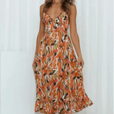 Eli | Orange Abstract Twist-Front Dress