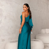 Nadine | Cobalt One-Shoulder Split Dress