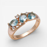Elegant Vintage Zirconia Ring in Gold Blå
