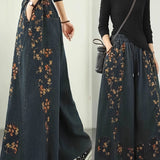 Sienna | Dark Blue Floral Wide-Leg Jeans