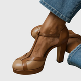 Aveline | Brown Block Heel Sandals
