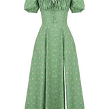 Aviana | Sage Puff-Sleeve Midi Dress