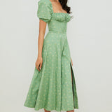 Aviana | Sage Puff-Sleeve Midi Dress