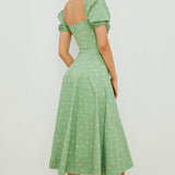 Aviana | Sage Puff-Sleeve Midi Dress