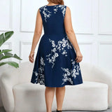 Danica | Navy Floral Wrap Midi Dress