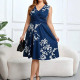 Danica | Navy Floral Wrap Midi Dress