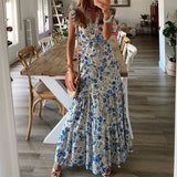 Shera | Blue Floral Strap Maxi Dress