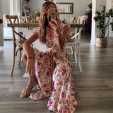 Shera | Blue Floral Strap Maxi Dress