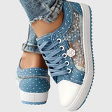 Elena | Blue Floral Mesh Sneakers