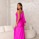 Nadine | Cobalt One-Shoulder Split Dress