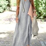 Noemie | Grey Contrast-Panel Maxi Dress