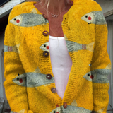 Uma | Yellow Sardine Print Cardigan
