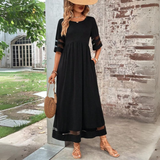 Nadia | Black Sheer-Sleeve Maxi Dress