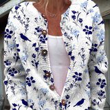 Willow | White Navy Botanical Cardigan