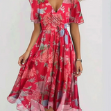 Matilda | Taupe Floral Wrap Midi Dress