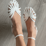 Vittoria | Silver Fan-Strap Sandals