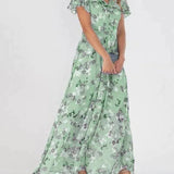 Vera | Peach Floral Off-Shoulder Dress